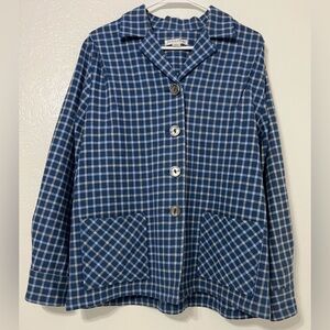 Pendleton 100% Virgin Wool Blue Plaid Jacket Shacket Size L Heritage Western